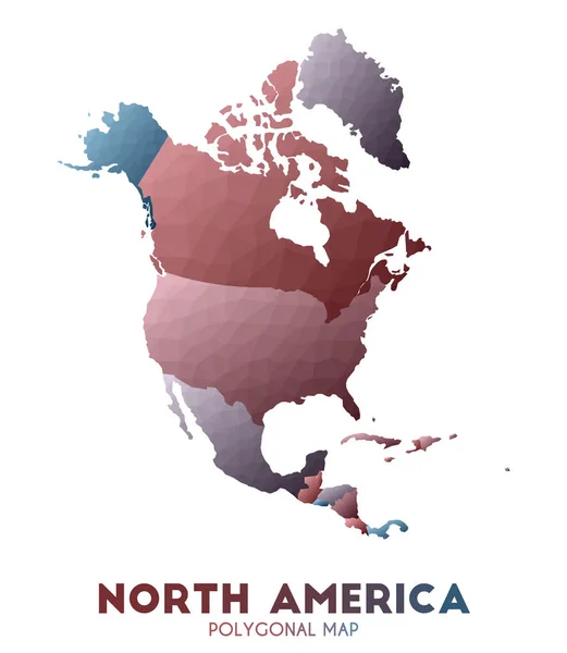 Karta Över Nordamerika Faktiska Låg Poly Stil Kontinent Karta Strålande — Stock vektor