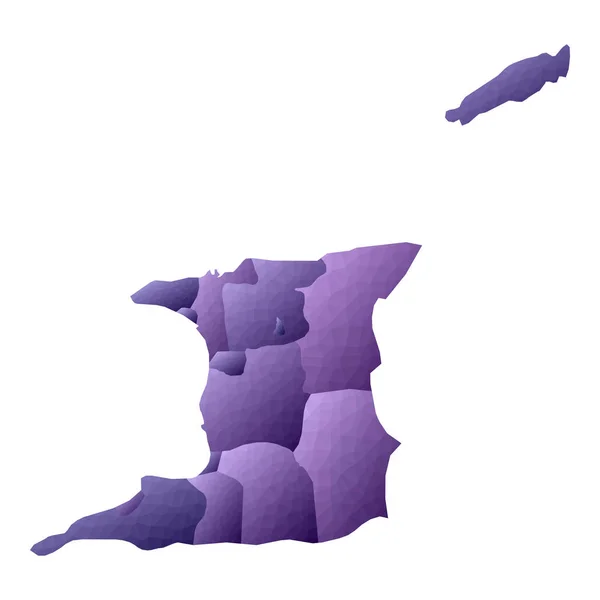 Trinidad och Tobago karta geometriskt stil land kontur MESMERISK violett vektor illustration — Stock vektor