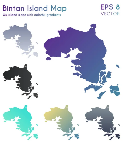 Mapa da Ilha de Bintan com lindos gradientes Conjunto divertido de mapas da Ilha de Bintan Vetor soberbo — Vetor de Stock