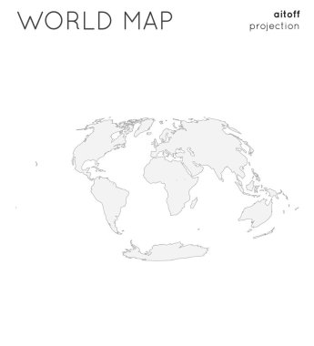Dünya haritası. Globe in aitoff projeksiyonu, sade stil. Taslak vektör illüstrasyonu.