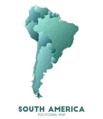 Southamerica Haritası takdire şayan düşük poli tarzı kıta haritası Sevimli vektör illüstrasyon
