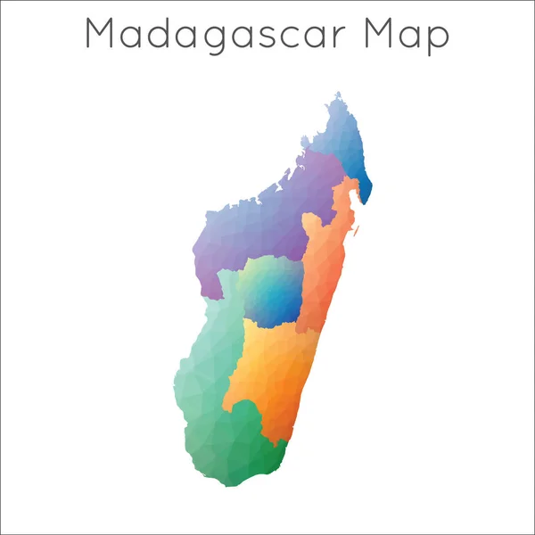 马达加斯加的低波兰人地图 马达加斯加几何多边形 马赛克风格图 — 图库矢量图片