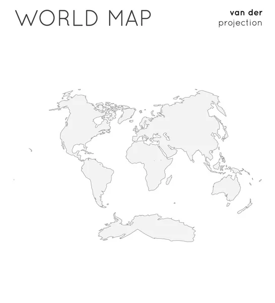 Mappa Del Mondo Globo Proiezione Van Der Grinten Puro Stile — Vettoriale Stock