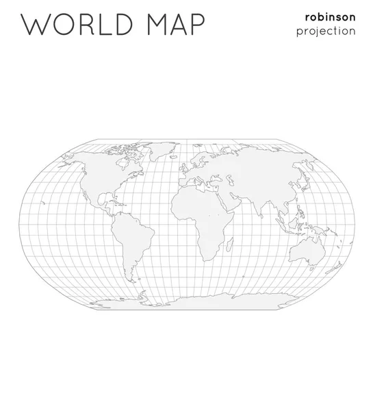 世界地图 在知更鸟投影的环球 与满足的线条风格 概要矢量说明 — 图库矢量图片