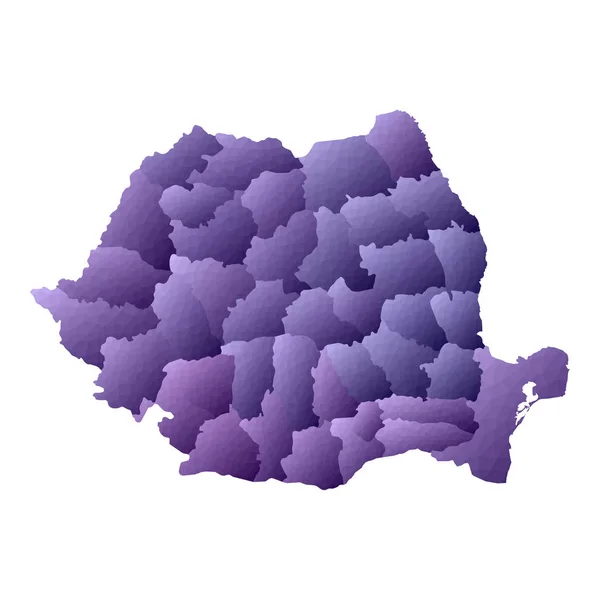 Mappa Della Romania Descrizione Del Paese Stile Geometrico Favolosa Illustrazione — Vettoriale Stock