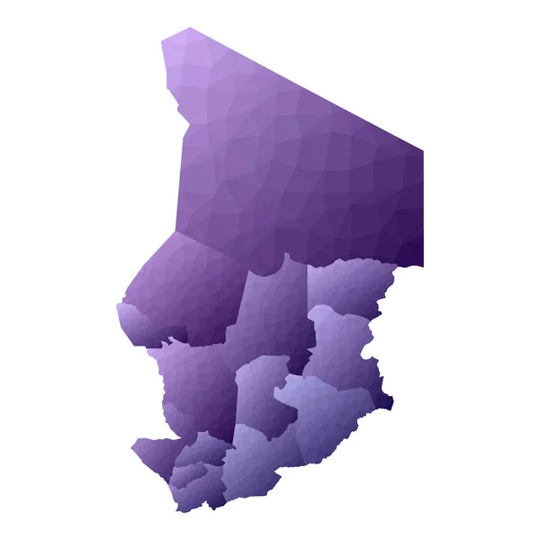 Карта Чаду Геометричний Стиль Країни Окреслений Прекрасний Фіолетовий Вектор — стоковий вектор