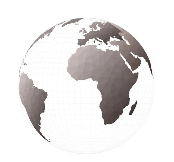 Mundo mapa vetorial Projeção ortográfica Ilustração vetorial radiante — Vetor de Stock