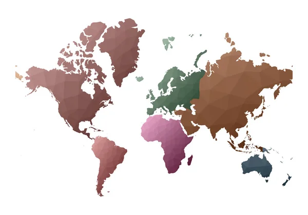 Carte du Monde admirable bas poly style continents Illustration vectorielle — Image vectorielle