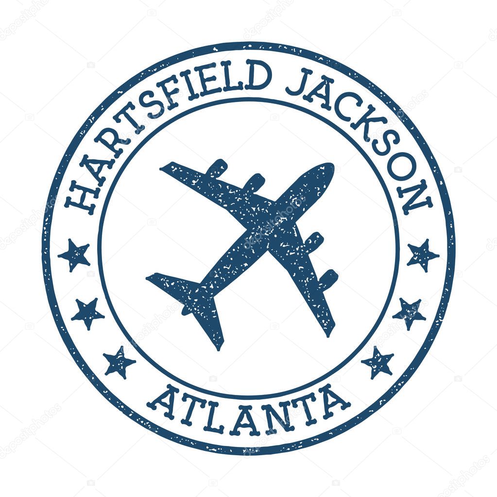 Hartsfield Jackson Atlanta logo Airport stamp vector illustration Atlanta aerodrome
