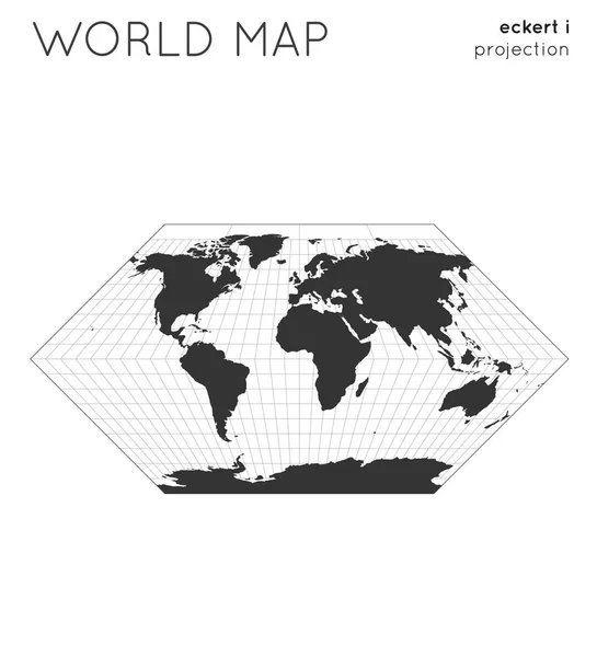 Mappa del mondo Globe in eckert i proiezione con linee graticule style Illustrazione vettoriale moderna — Vettoriale Stock