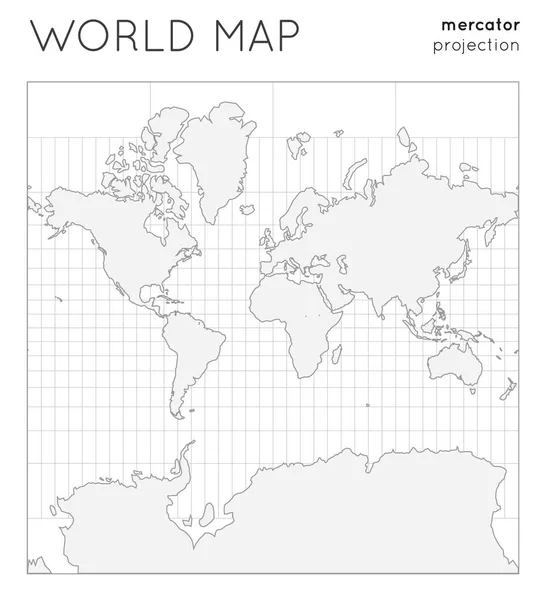 Wereldkaart Globe in mercator projectie met graticule lijnen stijl Outline vector illustratie — Stockvector