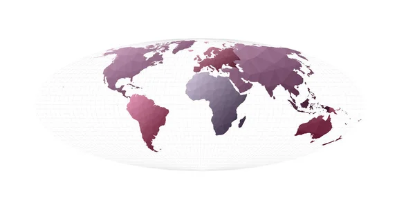 低ポリスタイルの世界地図 ブロムリー投影 珍しいベクトルイラスト — ストックベクタ