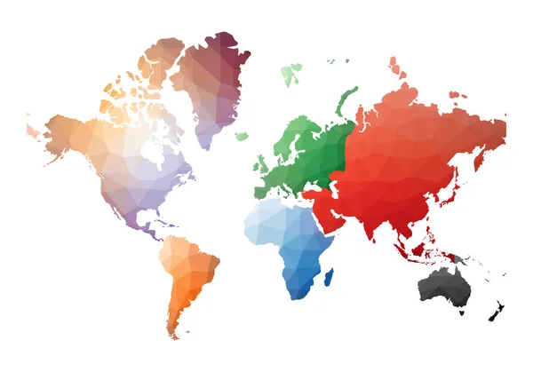 Mapa do mundo atraente baixo estilo poli ilustração vetorial — Vetor de Stock