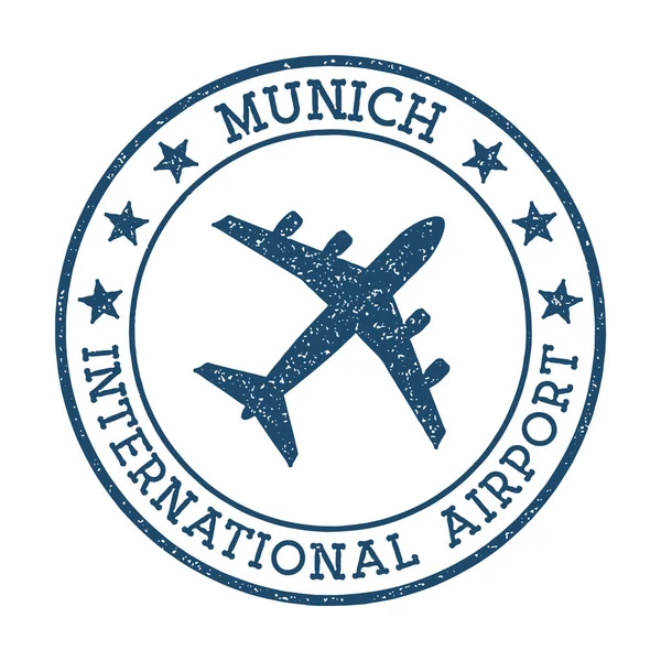 Logotipo do Aeroporto Internacional de Munique Ilustração do vetor do selo do aeroporto Aeródromo de Munique —  Vetores de Stock