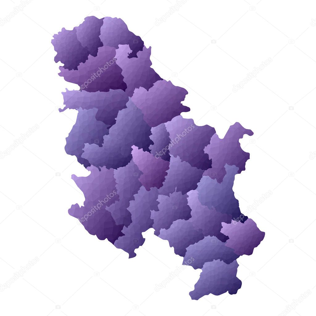 Serbia map Geometric style country outline Great violet vector illustration
