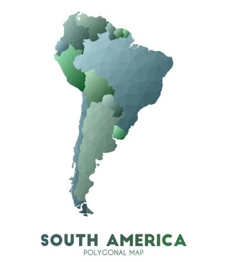Southamerica Haritası takdire şayan düşük poli tarzı kıta haritası Nefes kesen vektör illüstrasyon