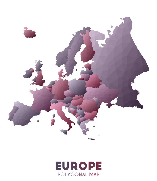 ヨーロッパ地図実際の低ポリスタイル大陸マップマジェスティックベクトルイラスト — ストックベクタ