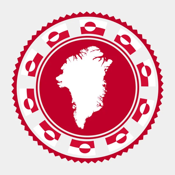 Logo Groenlandia estampilla redonda con mapa y bandera de Groenlandia Vector illustration — Archivo Imágenes Vectoriales