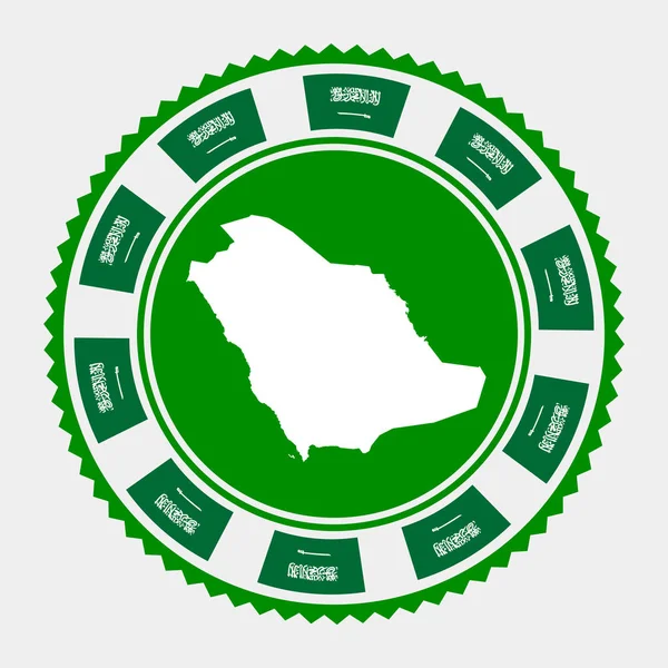 Saudi arabia flache Marke rundes Logo mit Karte und Flagge von saudi arabia Vektorillustration — Stockvektor
