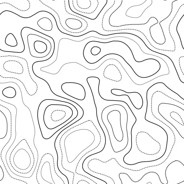 Lignes de contour Carte topographique actuelle Design sans couture noir et blanc Isolines artistiques carrelables — Image vectorielle