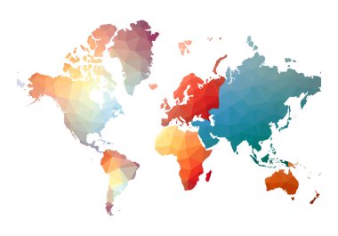 Dünya Haritası tuhaf düşük poli tarzı Vektör illüstrasyonuName