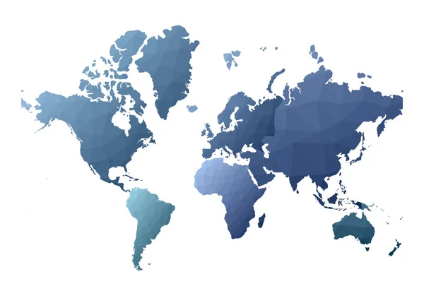 Mapa del mundo atractivo bajo polivinílico continentes Ilustración vectorial — Vector de stock