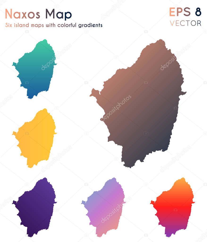 Map of Naxos with beautiful gradients Attractive set of Naxos maps Exceptional vector