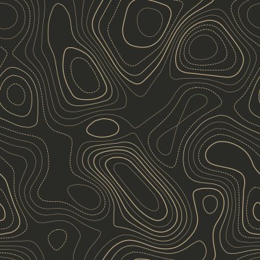 Contour hatları. Gerçek topoğrafya haritası. Kusursuz tasarım. Şekil verilebilir izolinler desen, vektör illüstrasyonu.