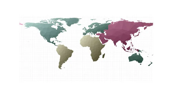 Düşük Polimerli Dünya Haritası Eşkenar Dikdörtgen Projeksiyon Nanılmaz Vektör Illüstrasyonu — Stok Vektör