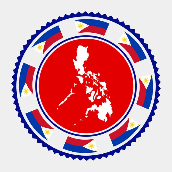 フィリピンのフラットスタンプ 地図やフィリピンの旗を持つラウンドロゴ ベクターイラスト — ストックベクタ