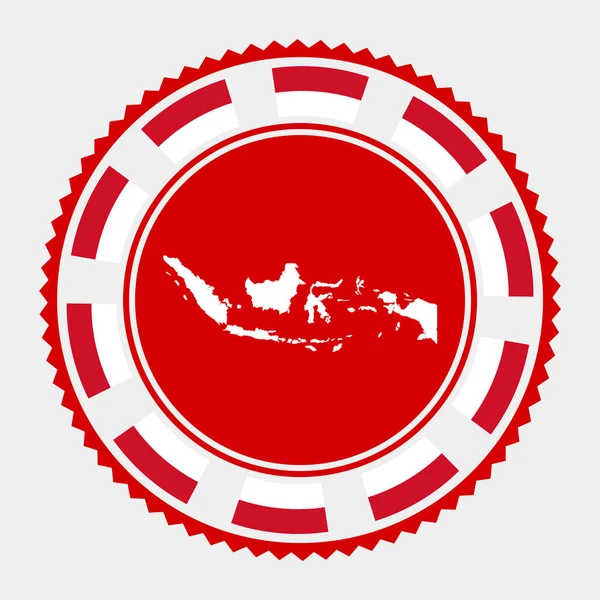 Perangko Datar Indonesia Logo Bulat Dengan Peta Dan Bendera Indonesia - Stok Vektor