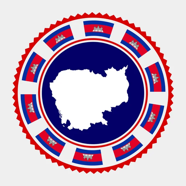 Timbre Plat Cambodge Logo Rond Avec Carte Drapeau Cambodge Illustration — Image vectorielle