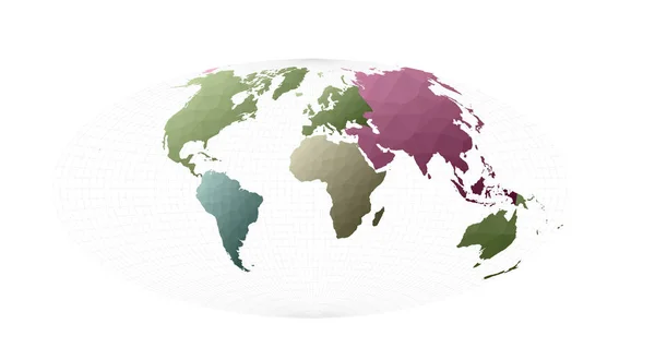 Mapa Mundo Colorido Projecção Aitoff Ilustração Vetorial Imaculada — Vetor de Stock