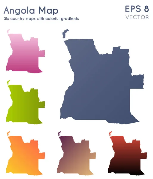Mapa Angola Com Lindos Gradientes Conjunto Real Mapas Angola Ilustração —  Vetores de Stock