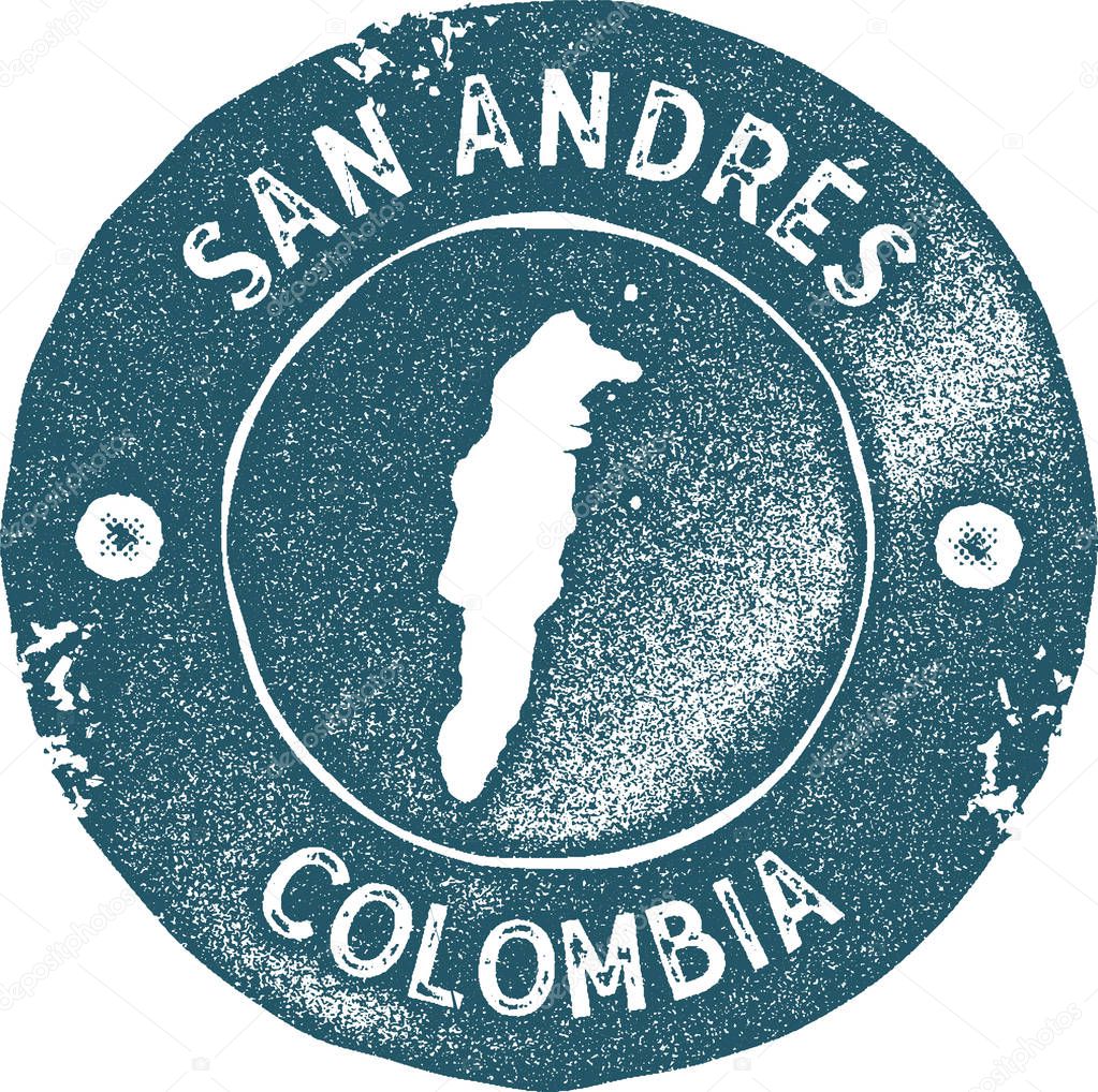San Andres map vintage stamp Retro style handmade label badge or element for travel souvenirs