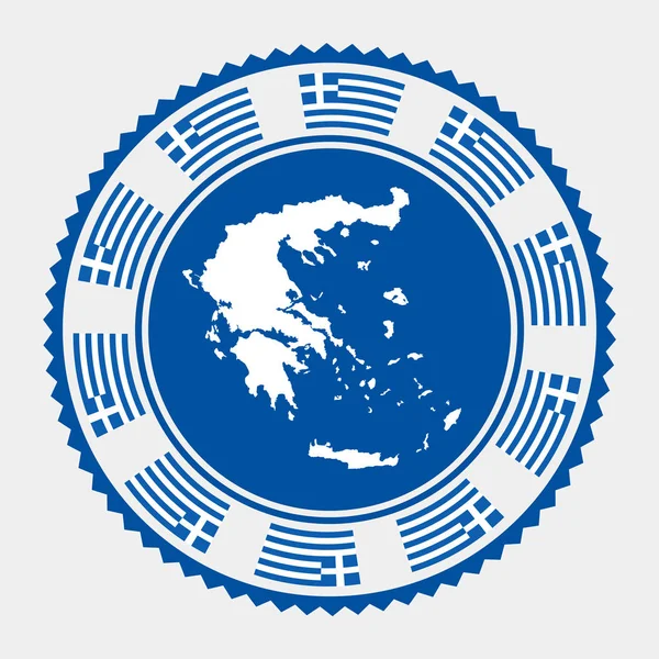 Grecia Sello Plano Logo Redondo Con Mapa Bandera Grecia Ilustración — Vector de stock