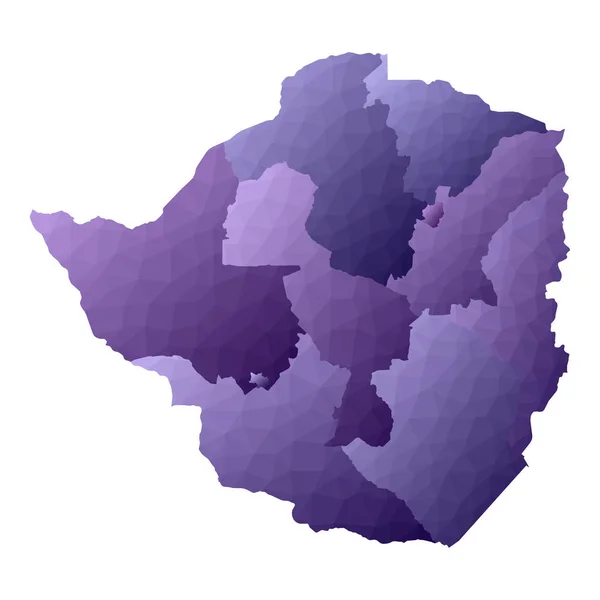 Zimbabue mapa Geometría estilo país contorno Rara ilustración vector violeta — Archivo Imágenes Vectoriales