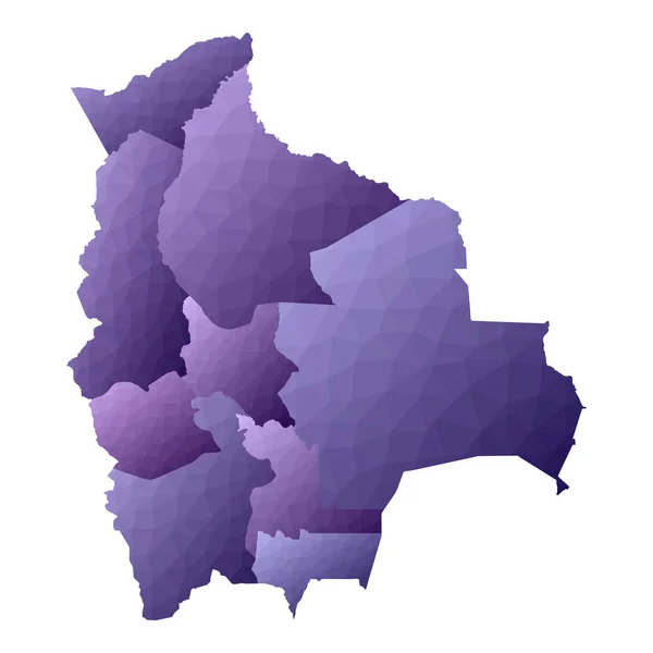Bolívia mapa Estilo geométrico país esboço Deslumbrante violeta vetor ilustração — Vetor de Stock