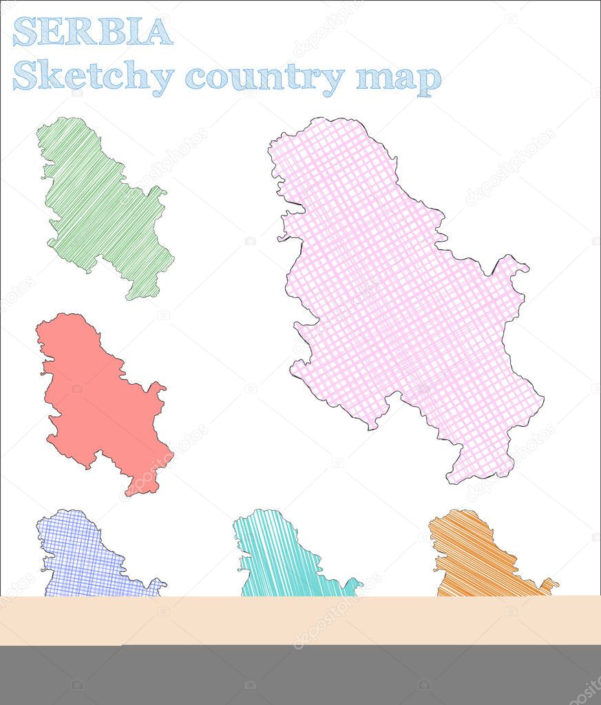 Serbia sketchy country. Breathtaking hand drawn country. Captivating childish style Serbia vector illustration.