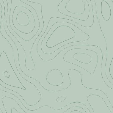 Arazi topografyası. Yeşil tonlarda takdire şayan topoğrafik harita, kusursuz tasarım, ilahi seramik desen. Vektör illüstrasyonu.