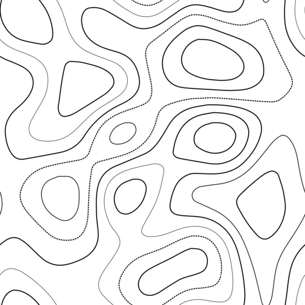 Контурні Лінії Чудова Топографічна Карта Чорно Білий Безшовний Дизайн Елегантний — стоковий вектор