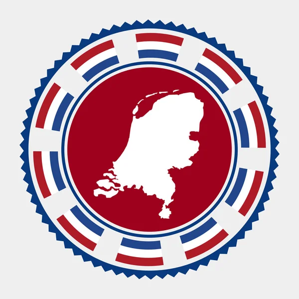 オランダのフラットスタンプ 地図やオランダの旗を持つラウンドロゴ ベクターイラスト — ストックベクタ