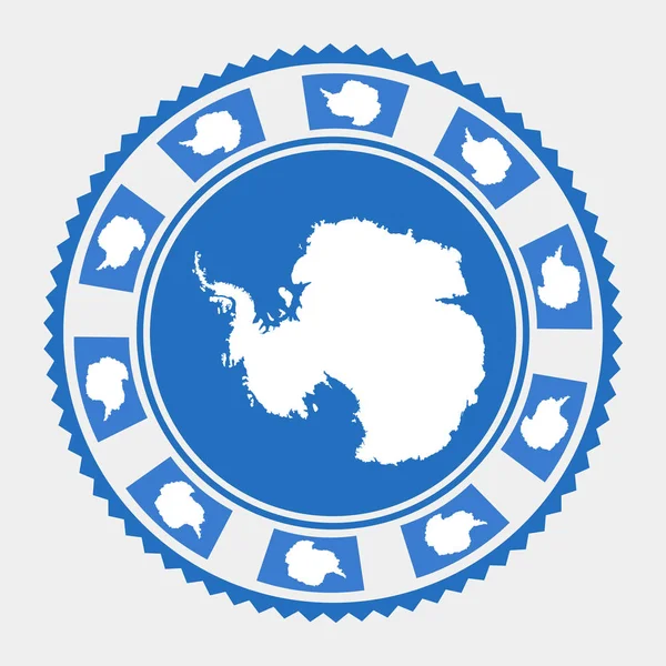 Antarctica Flat Stamp Logo Map Flag Antarctica Vector Illustration — Stock Vector