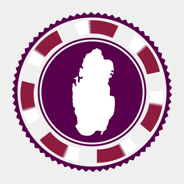 Катарская Плоская Марка Круглый Логотип Картой Флагом Катара Векторная Иллюстрация — стоковый вектор