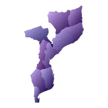 Mozambik harita Geometrik tarzı ülke anahat Büyüleyici mor vektör illüstrasyon