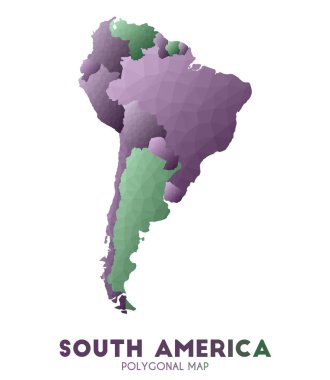 Southamerica Haritası takdire şayan düşük poli stil kıta haritası Otantik vektör illüstrasyon