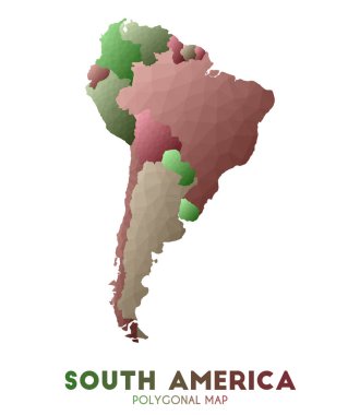 Southamerica Haritası takdire şayan düşük poli tarzı kıta haritası Çekici vektör illüstrasyon