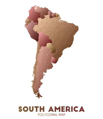 Southamerica Haritası takdire şayan düşük poli stil kıta haritası Hassas vektör illüstrasyon
