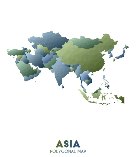 Asien karta faktisk låg Poly stil kontinent karta anständigt vektor illustration — Stock vektor