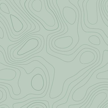 Topografik hatlar. Yeşil tonlarda gerçek topografik harita, kusursuz tasarım, nadir bulunan fayanslı desen. Vektör illüstrasyonu.